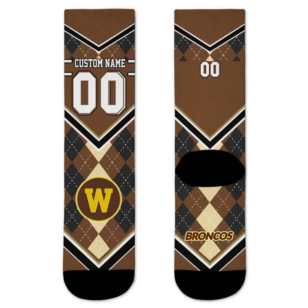 Western Michigan Broncos Socks Custom Argyle Pattern Brown Best Selling Western Michigan Broncos Socks Custom Argyle Pattern Brown Best Selling