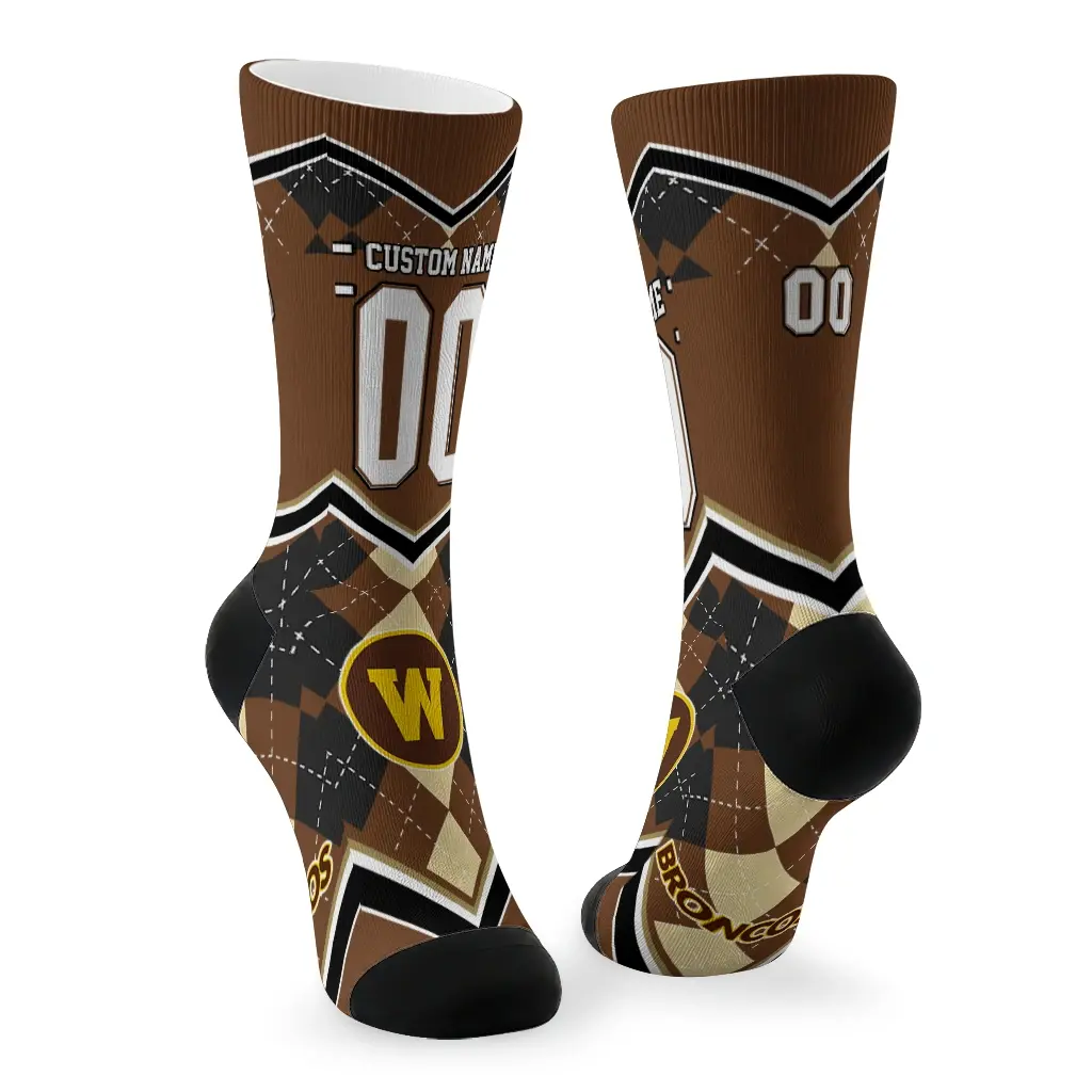 Western Michigan Broncos Socks Custom Argyle Pattern Brown Fashion Forward Western Michigan Broncos Socks Custom Argyle Pattern Brown Fashion Forward