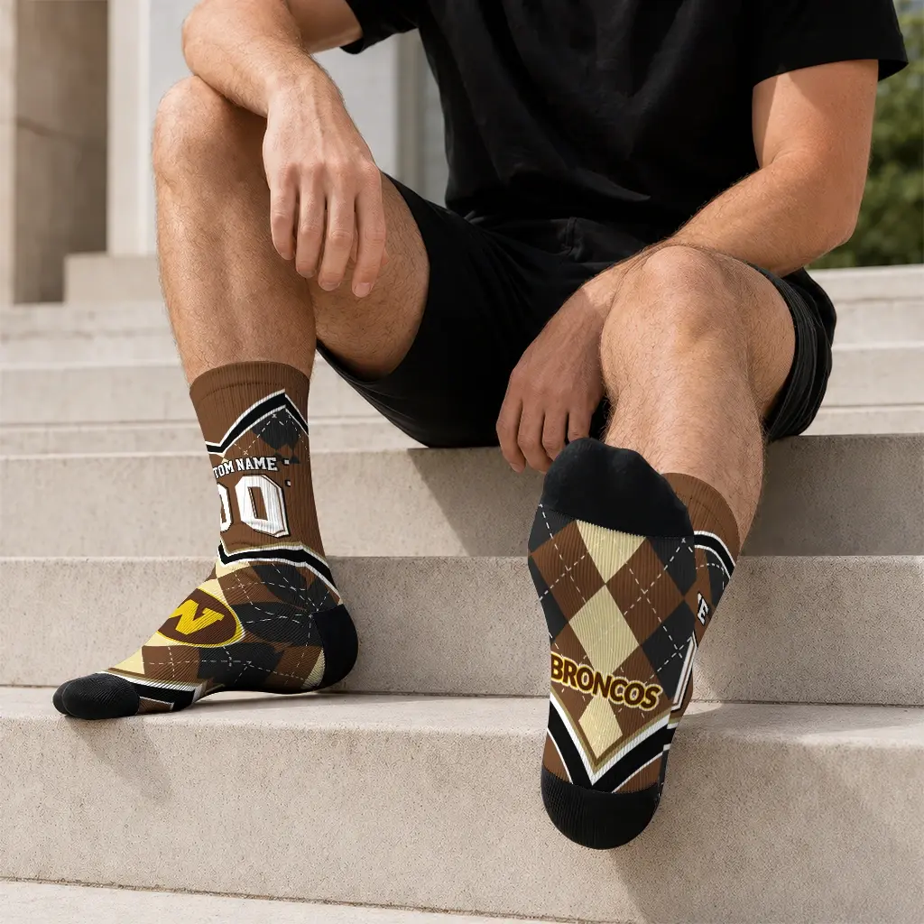 Western Michigan Broncos Socks Custom Argyle Pattern Brown Latest Model Western Michigan Broncos Socks Custom Argyle Pattern Brown Latest Model