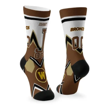 Western Michigan Broncos Socks Custom Arrow Blocks Brown Fashion Forward