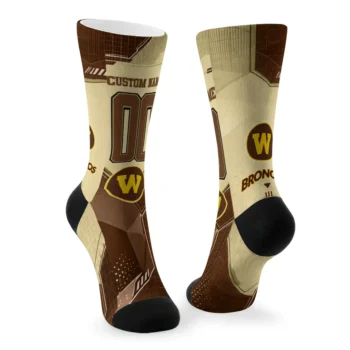 Western Michigan Broncos Socks Custom Geometric Tech Brown Fashion Forward