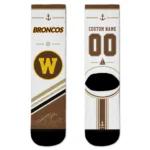 Western Michigan Broncos Socks Custom Nautical Icons Brown White Best Selling
