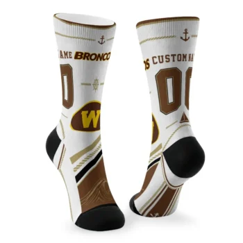 Western Michigan Broncos Socks Custom Nautical Icons Brown White Fashion Forward