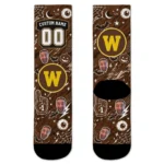 Western Michigan Broncos Socks Custom Scattered Icons Brown Best Selling