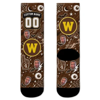 Western Michigan Broncos Socks Custom Scattered Icons Brown Best Selling