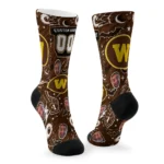 Western Michigan Broncos Socks Custom Scattered Icons Brown Best Selling