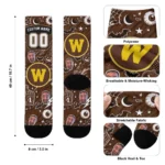 Western Michigan Broncos Socks Custom Scattered Icons Brown Best Selling