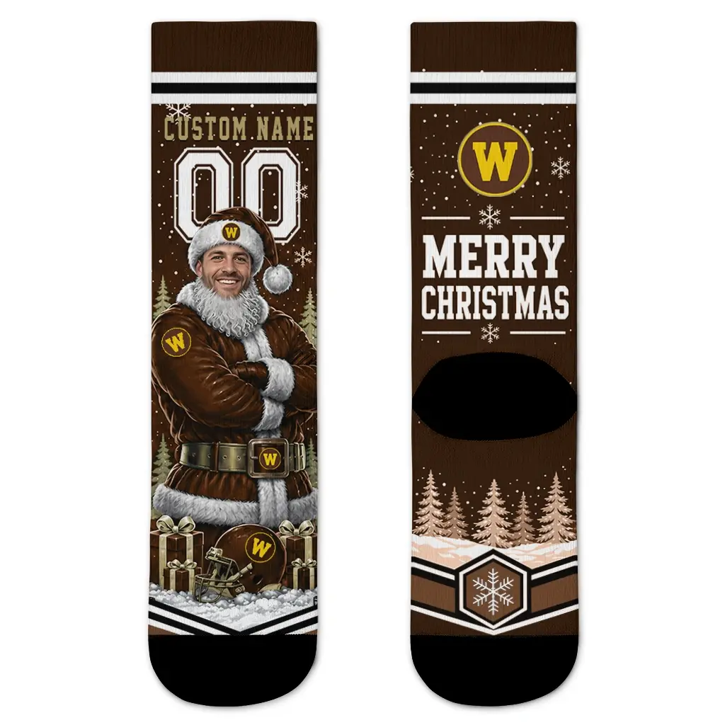 Western Michigan Broncos Socks Custom Snowy Scene Brown White Best Selling Western Michigan Broncos Socks Custom Snowy Scene Brown White Best Selling