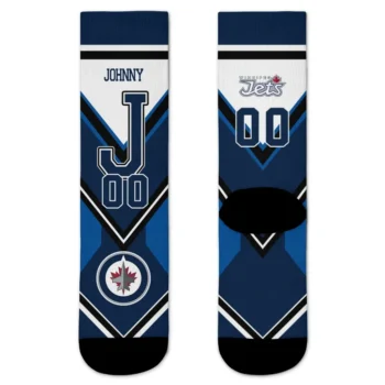 Winnipeg Jets Socks Custom Arrow Blocks Blue Best Selling