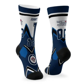 Winnipeg Jets Socks Custom Arrow Blocks Blue Fashion Forward