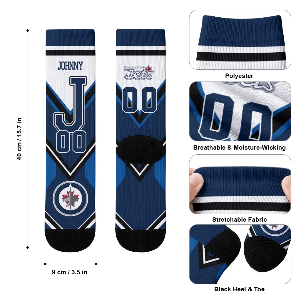Winnipeg Jets Socks Custom Arrow Blocks Blue High Quality Winnipeg Jets Socks Custom Arrow Blocks Blue High Quality