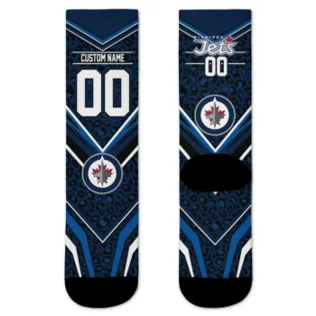 Winnipeg Jets Socks Custom Leopard Print Blue Black Best Selling