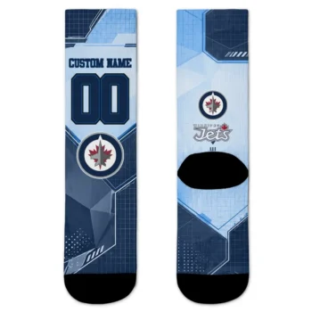 Winnipeg Jets Socks Customized Geometric Tech Blue Best Selling