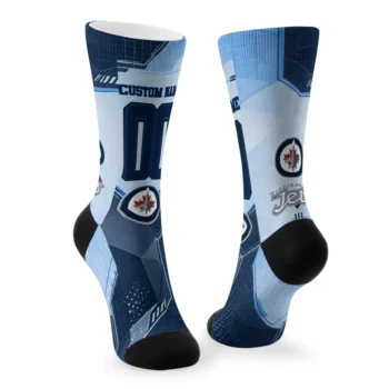 Winnipeg Jets Socks Customized Geometric Tech Blue Fashion Forward