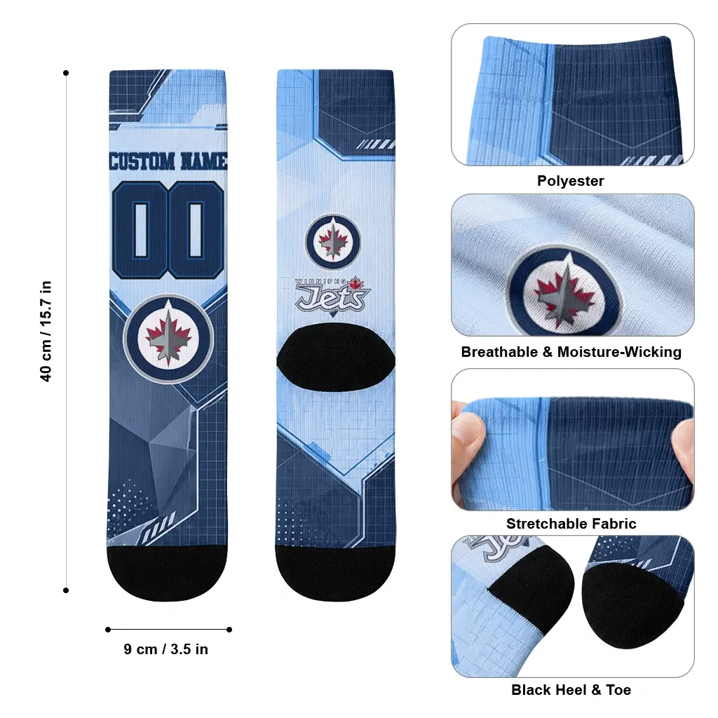 Winnipeg Jets Socks Customized Geometric Tech Blue High Quality Winnipeg Jets Socks Customized Geometric Tech Blue High Quality