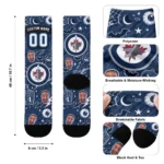 Winnipeg Jets Socks Customized Scattered Icons Blue Best Selling