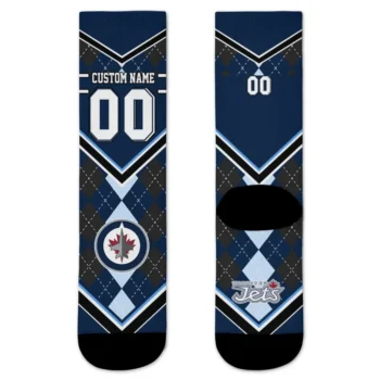 Winnipeg Jets Socks Personalized Argyle Pattern Blue Best Selling