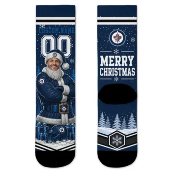 Winnipeg Jets Socks Personalized Snowy Scene Blue White Best Selling