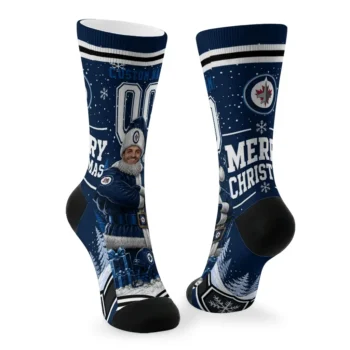 Winnipeg Jets Socks Personalized Snowy Scene Blue White Fashion Forward