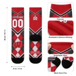 Wisconsin Badgers Socks Customized Argyle Pattern Red Best Selling