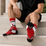 Wisconsin Badgers Socks Customized Arrow Blocks Red Best Selling