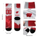 Wisconsin Badgers Socks Customized Geometric Tech Red Best Selling