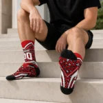 Wisconsin Badgers Socks Customized Leopard Print Red Black Best Selling