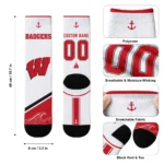 Wisconsin Badgers Socks Customized Nautical Icons Red White Best Selling