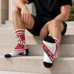Wisconsin Badgers Socks Customized Pinstripe Chevron Red White Best Selling