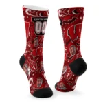 Wisconsin Badgers Socks Customized Scattered Icons Red Best Selling