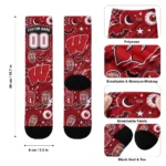 Wisconsin Badgers Socks Customized Scattered Icons Red Best Selling