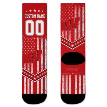 Wisconsin Badgers Socks Customized Star Stripes Red White Best Selling