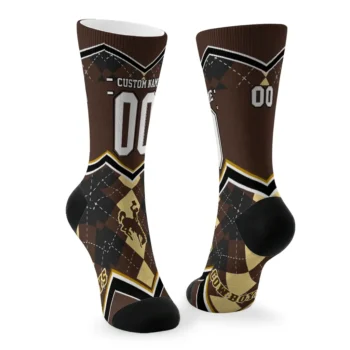 Wyoming Cowboys Socks Customized Argyle Pattern Brown Fashion Forward