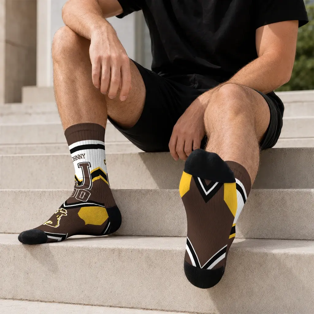Wyoming Cowboys Socks Customized Arrow Blocks Brown Latest Model Wyoming Cowboys Socks Customized Arrow Blocks Brown Latest Model