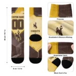 Wyoming Cowboys Socks Customized Geometric Tech Brown Best Selling