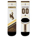 Wyoming Cowboys Socks Customized Nautical Icons Brown White Best Selling