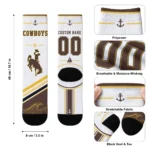 Wyoming Cowboys Socks Customized Nautical Icons Brown White Best Selling