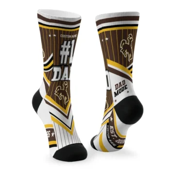 Wyoming Cowboys Socks Customized Pinstripe Chevron Brown White Fashion Forward