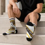 Wyoming Cowboys Socks Customized Pinstripe Chevron Brown White Best Selling