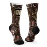 Wyoming Cowboys Socks Customized Scattered Icons Brown Best Selling