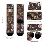 Wyoming Cowboys Socks Customized Scattered Icons Brown Best Selling