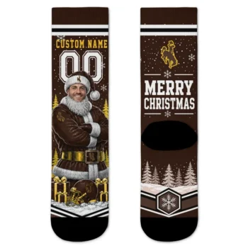 Wyoming Cowboys Socks Customized Snowy Scene Brown White Best Selling