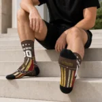 Wyoming Cowboys Socks Customized Star Stripes Brown White Best Selling