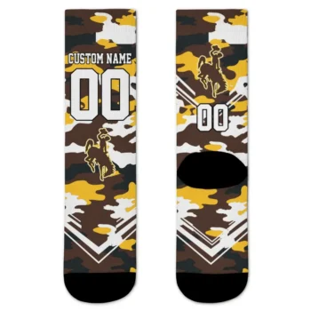 Wyoming Cowboys Socks Customized Woodland Camo Brown Best Selling